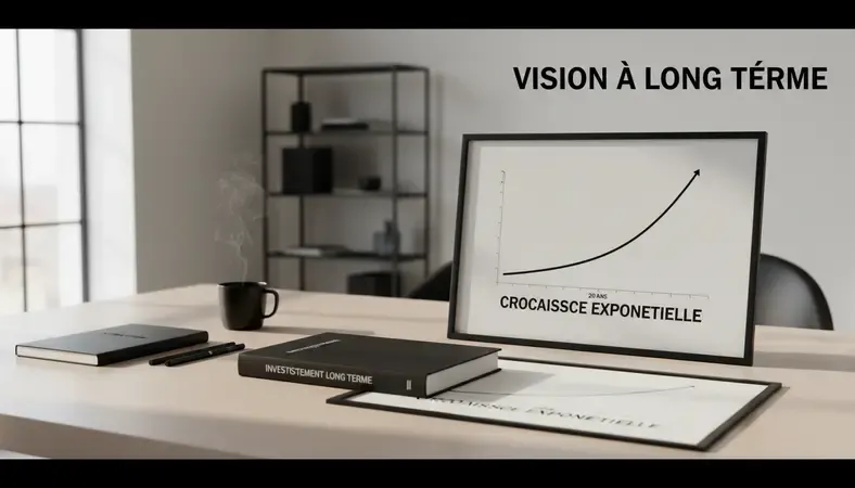 Graphique montrant la croissance exponentielle d'un portefeuille d'investissement long terme sur 20 ans