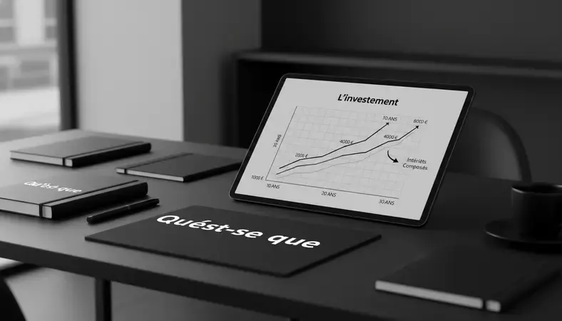 Schéma illustrant l'effet des intérêts composés sur un investissement de 1000 euros sur 10, 20 et 30 ans