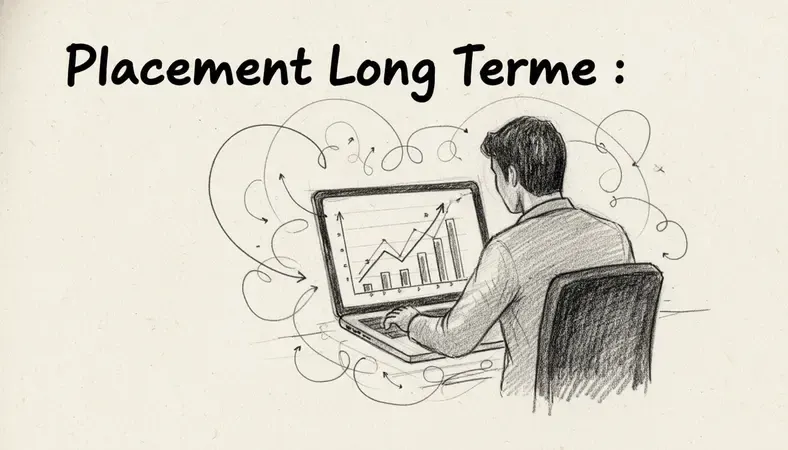 Investisseur consultant ses placements long terme sur un ordinateur portable avec des graphiques financiers