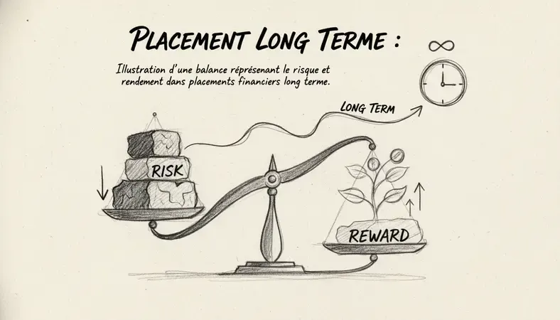Illustration d'une balance représentant le risque et le rendement dans les placements financiers long terme