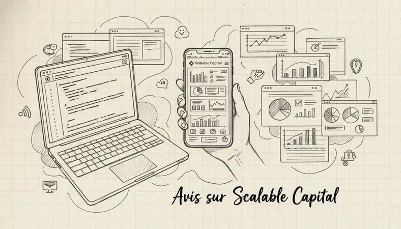 Interface de l'application Scalable Capital affichant un portefeuille d'investissement diversifié sur smartphone