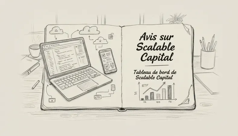 Tableau de bord de Scalable Capital montrant des graphiques de performance d'un portefeuille ETF