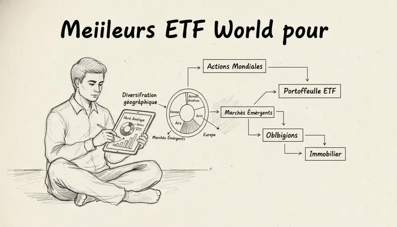 Investisseur débutant analysant son portefeuille ETF sur une tablette avec des graphiques de diversification géographique