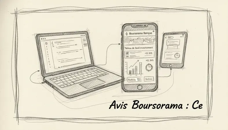 Interface de l'application mobile Boursorama Banque avec tableau de bord investissement