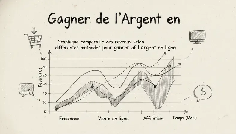 Graphique comparatif des revenus selon différentes méthodes pour gagner de l'argent en ligne
