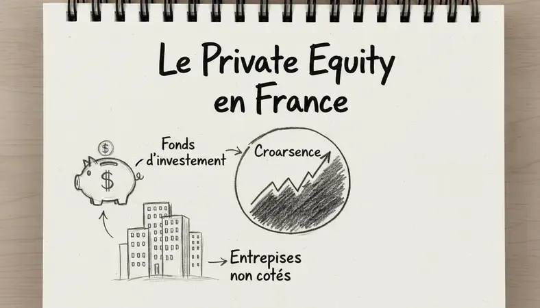 Graphique illustrant la croissance du private equity en France avec des fonds d'investissement et des entreprises non cotées