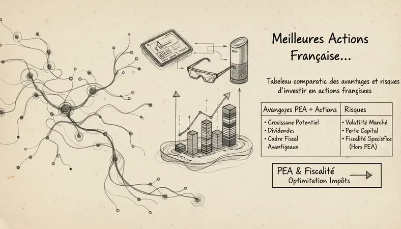 Tableau comparatif des avantages et risques d'investir en actions françaises, avec le PEA et la fiscalité mise en avant