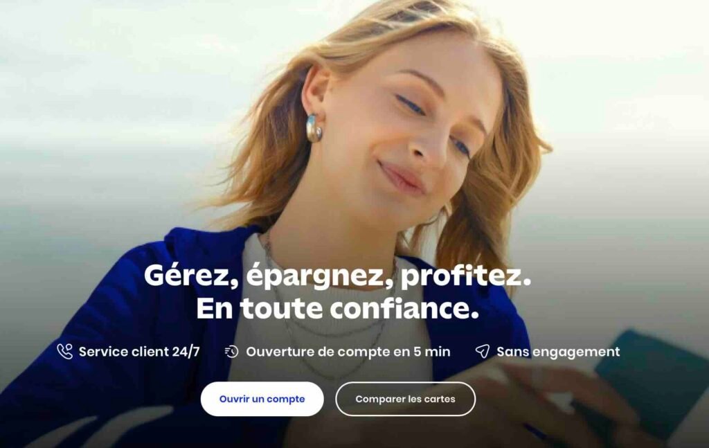 L'accueil BforBank en mai 2026 : la banque met en avant son compte courant, ses livrets et son crédit conso. L'offre Bourse n'apparaît plus