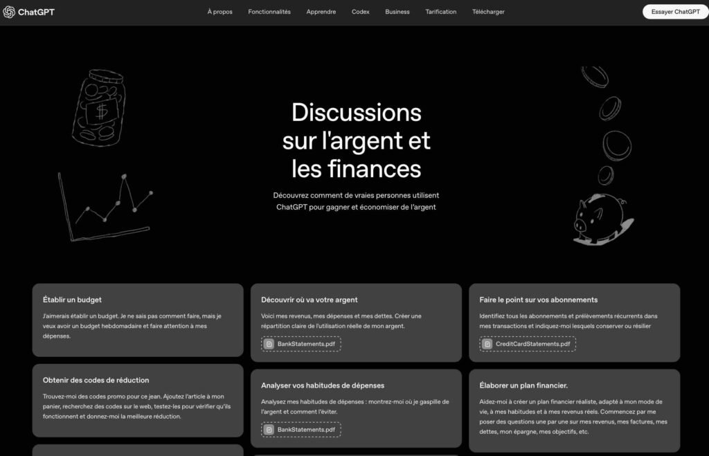 interface chat gpt finance