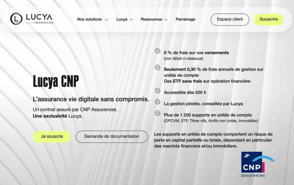 Screenshot - Le Nouvel Investisseur lucya CNP ASSURANCE VIE