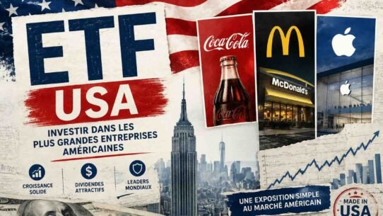 Promotional collage about investing in U.S. firms, showing Coca‑Cola, McDonald’s, Apple logos, and a rising chart.
